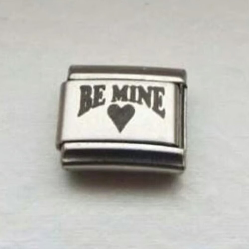 Be Mine heart laser 9mm stainless steel italian charm bracelet link new
